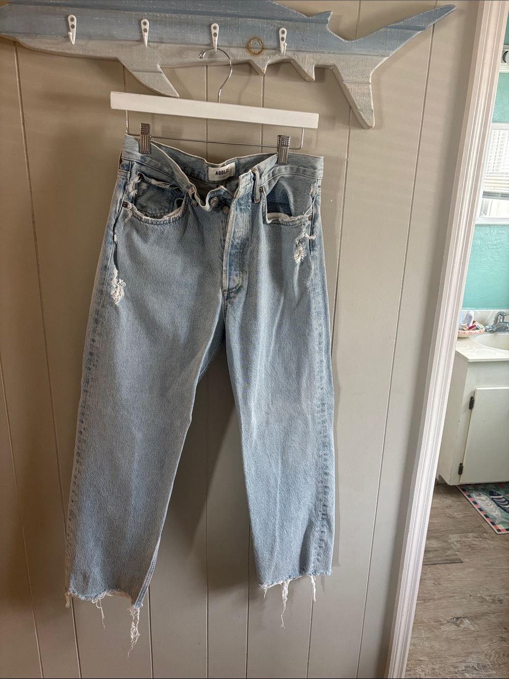 Agolde Light Wash Distressed Relaxed women’s  Jeans
